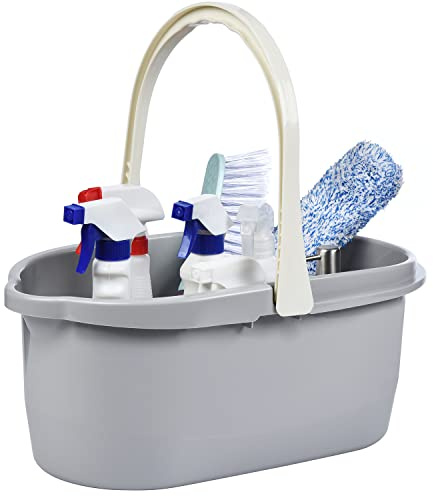 Haundry 4.5 Gallon Cleaning Bucket, Good Grips Household Mop Bucket for Cleaning Supplies, Cleaning Caddy Organizer Basket with Handle, 17.1L, Grey