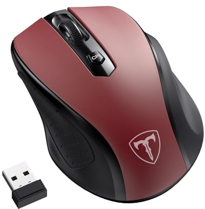 HOTWEEMS Souris sans fil ergonomique pour ordinateur portable, souris sans fil USB 2,4 G - Rouge