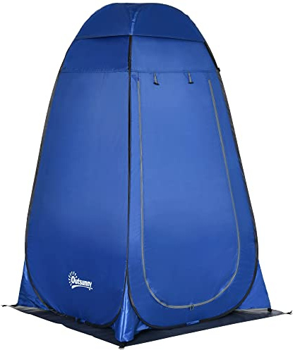 Outsunny Pop up Duschzelt mit Tragetasche 126 x 124 x 189 cm | Toilettenzelt, Camping Umkleidezelt, Mobile Outdoor Toilette, Umkleidekabine, Lagerzelt