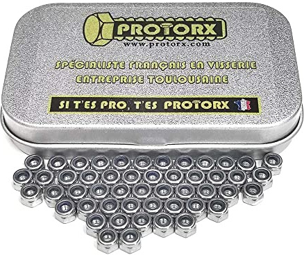 Tuerca de freno M3: Caja de 50 piezas autobloqueantes con anillo de nailon (Diam.int = 3mm x Diam. ext = 5,5 mm) | Acero inoxidable A2 | Anticorrosión para uso Exterior-Interior | Din985