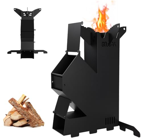 Rocket Stove for Cooking Portable Wood Burning Wood Fire Camping Backyard Cooking Outdoor Events BBQ Comes with Storage Bag