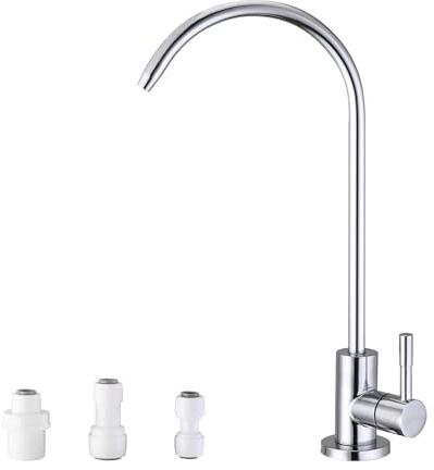 Drinking Water Tap RO Faucet SUS304 Stainless Steel Filtered Water Faucet Reverse Osmosis Tap for Kitchen Bar Sink Gooseneck Chrome