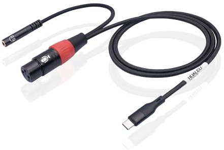 HUALEU 6.6FT USB C to XLR Female Microphone Cable & 3.5mm (1/8) Female Stereo Output Adapter,USB C to 3.5mm Headphone & XLR Microphone rec Cable for iPhone 15 Mac Book Garageband, Tablet