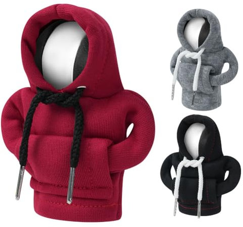 Adiwo Sudadera Marchas Coche, 3 Piezas Shift Knob Hoodie, Funda Cubierta Palanca Cambios, Hoodie Gear Shift Knob Cover, Sudadera Palanca Cambios, Protector de Cambio de Coche para Decoración
