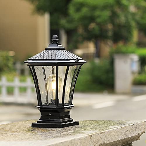 Paletto da esterno nero Luci a piedistallo Luci da percorso retrò Luci esterne Antico E27 Impermeabile IP44 Lampada da terra in alluminio pressofuso con paralume in vetro Percorso da giardin