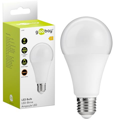 goobay 65389 LED Birne 15 Watt/LED Birne für LED Lampen/Warmweiß/Energiesparende Birne/Mattierte E27 LED Birne/LED Leuchtmittel/Ersatz für Glühbirne/Weiß