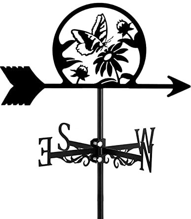 ROLTIN Girouette pour Animaux et Plantes, Fleur, Oiseau, Silhouette en Fer, indicateur de Direction pour Montage sur Toit ornemental avec revêtement antirouille, Outil de Mesure pour Ferme extérieure
