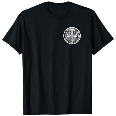 Medalla San Benito Pequeña Cruz San Benito Cristiana Camiseta