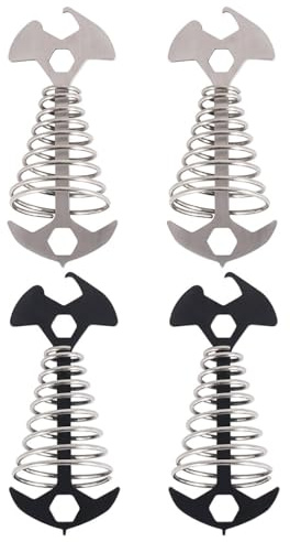 4 clavijas de metal portátiles para cubierta, resistentes al óxido, de acero inoxidable, para tienda de campaña, tensores de cuerda, talla única, Acero inoxidable
