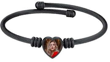 Supcare Foto Armband für Damen Herren Armbänder mit Bild Text Fotoarmband Edelstahl/Kupfer Armreifen Armschmuck Armkette Memorial Armbänder Gravur Personalisiert Modeschmuck für Muttertag Vatertag