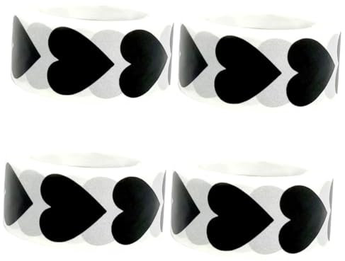 STOBOK 4rollen Roll Mit Schwarzen Herzaufklebern Zarte Etiketten Für Hochzeiten Valentinstag Und -projekte Zum Versiegeln Von Umschlägen Und Verpackungen
