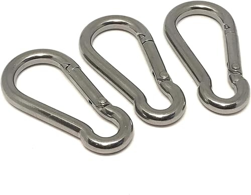 10 x Edelstahl V4A Karabiner Haken, 6x60 mm