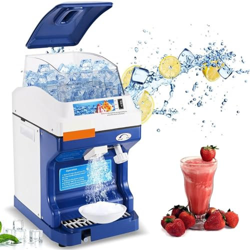 BDJSN Broyeur À Glace Électrique 300 W, Machine À Glace À Raser Commerciale 5 L, Machine À Smoothie Réglable 200 Kg/h, Glace Pilée Rapidement en 3 Secondes, Machine Automatique À Cône De Neige