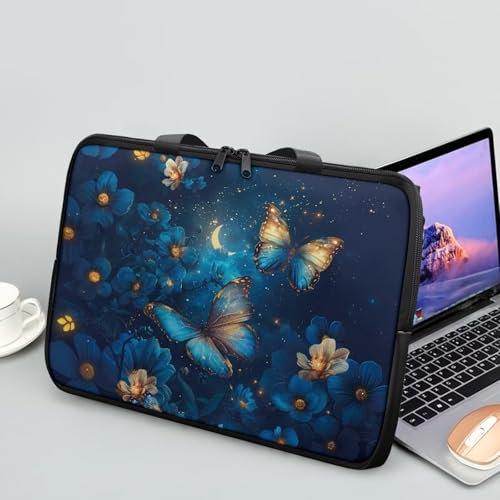 Belidome Floral Butterfly Laptop Sleeve for Women PU Leather Portable Carrying Bag Netbook and Tablet Case Size 10inch