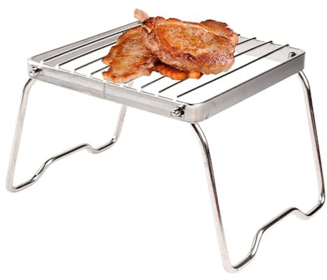 Lagerfeuergrills,Klappbare Lagerfeuergrills - Feuerstellen-Grillrost aus Edelstahl - Tragbarer Campinggrill, Kochausrüstung, Grillrost, Camping-Kochzubehör für Rucksackreisen, Wandern
