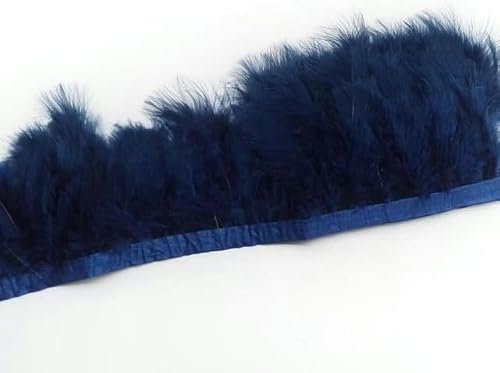 10 Meter weiche Truthahnfedern-Besätze zum Nähen von Bändern, Kleidungsdekoration, Kleidern, 15,2–20,3 cm, Marineblaue Federn, 10 Meter