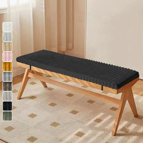 Lsjoaw Bankkissen 170X50X3CM Bankauflage/Sitzpolster Sitzkissen Bankpolster Sitzkissen für Outdoor/Innen Gartenbank Schaukel Terrasse Bank Drinnen Sitz Schwarz