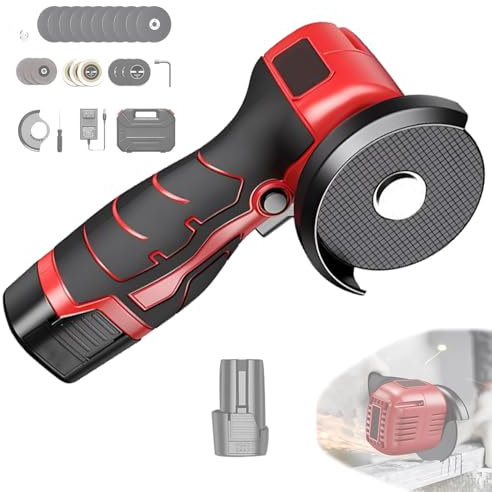 Mini Amoladora Angular,Amoladora Angular Sin Escobillas De 28000Rpm,Amoladora Eléctrica Portátil De Mano Inalámbrica,Con 10 Discos De Corte De Metal Y Batería De 6000Mah,1battery