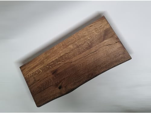 Generisch Waschtisch Platte aus Eiche Länge 40 bis 120 cm Holzplatte massiv Aufsatzbecken mit Baumkante Regal aus Holz 4 cm dick, 45-50 cm breit, Palisander Sonderanfertigung (90x45(50) x4cm)