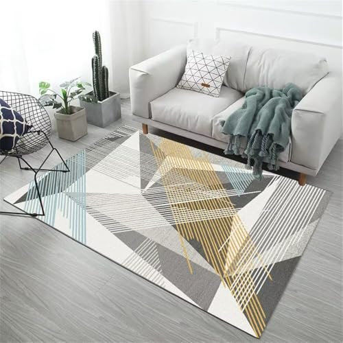 QGYFRE Teppich Günstig Large Square Floor Cushions Velvet Baby 160x230CM weich Grau Modernes gestreiftes Design bequemer und strapazierfähiger