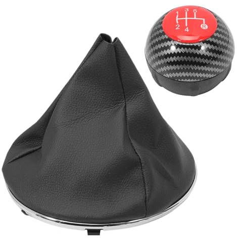 ZEALfix Schalthebelknauf und Manschette kompatibel mit F 500 500c 2007-2018, mit Sicherungsring 55344016, 50295325, 50293173 Rote Kohlefaser