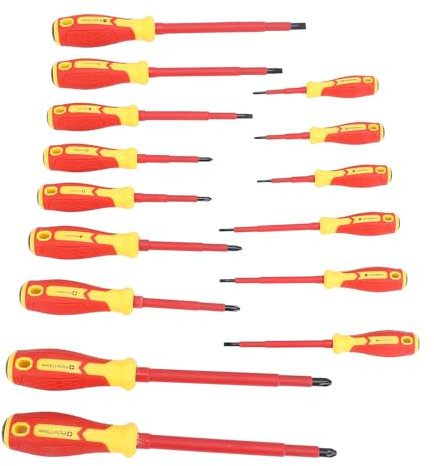 Jeu de Tournevis Isolés 1000 V, Jeu de Tournevis électriques Professionnels au Chrome Vanadium avec Poignée Coussinée, testé pour l'intégrité de L'isolation, Différentes Tailles