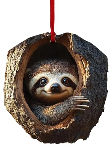 Decoration Noel, Ornement De Noël en Forme d'animal, Décoration d'animaux De La forêt, Ornement à Suspendre,Raton Laveur Hibou écureuil hérisson Lapin (Paresseux)