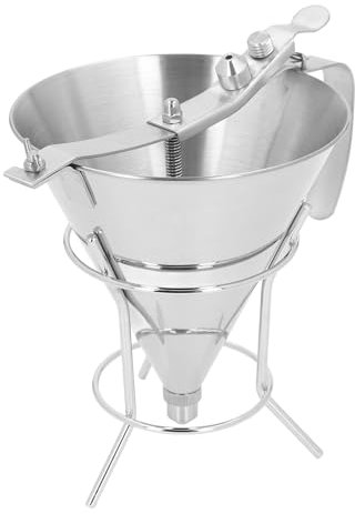 Kuuleyn Confectionery Funnel with Stand,Pancake Batter Dispenser,Stainless Steel Baking Funnel Cake Decorating Tool for Home Commercial Kitchen