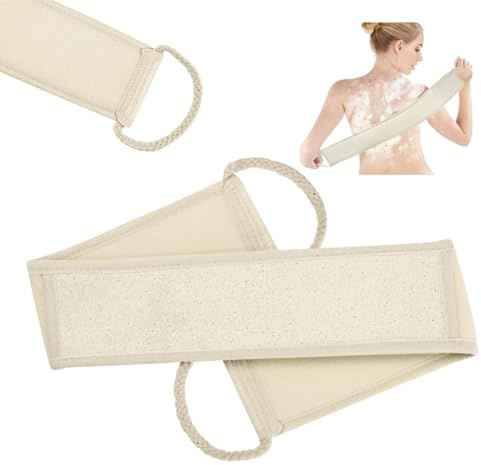 LOPHE Serviette de Bain à Bande Arrière Loofah, Naturelle de Luffa Exfoliante pour le Corps,Gratte Dos Douche,Idéal pour Exfoliant pour le Corps et Lave Dos, pour Hommes et Femmes