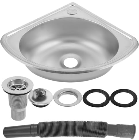 Gatuida Small Stainless Steel Rv Sink Fan Shaped Single Bowl | Wall Mounted Basin for Motorhomes and Compact Kitchens, Easy Installation, Finish Random Style