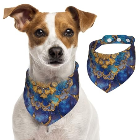 Generic Dreieckstuch für Haustiere, niedliches Hundehalstuch, verstellbar, mit Druckknöpfen, für Hunde, Welpen, Katzen, Kaffee-Blau