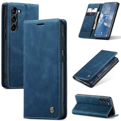 Azororo Handyhülle für Samsung Galaxy S23 5G Hülle Premium Lederhülle Flip Case Magnet Tascher Kartenfach Standfunktion Klapphülle Schutzhülle für Samsung Galaxy S23, Blau