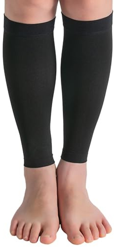 Chaussettes de Compression Mollet, Chaussette de Contention sans Pieds Bas de Contention pour Hommes et Femmes, 20-30mmHg Manchon de Compression Mollet pour Shin Splint, Veine Variqueuse noir XXL