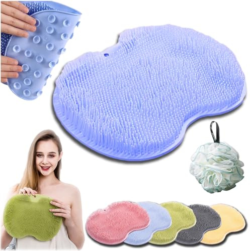 SoleSpa Hands-Free Silicone Foot Scrubber Mat, Shower Foot and Back Scrubber Massage Pad, Silicone Shower Feet Scrubbing Mat, Non-Slip Suction Cup Feet Cleaner Massager Mats (1PC-B)