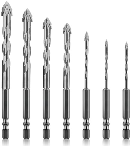 Punte per Gres Porcellanato 7 Pezzi Set di Punte per Piastrelle Ø 3-12 mm Set Punte Trapano Professionali per Piastrelle Ceramica Granito Marmo Plastica