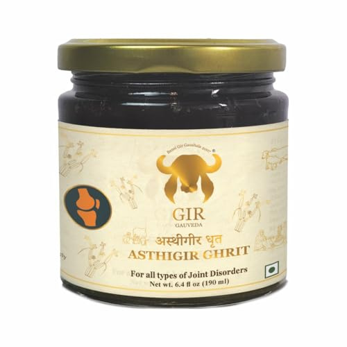 GIR GAUVEDA Asthigir Ghrit 190ml (6.4 oz) – Ayurvedic Ghee for Joint Support | Grass-Fed A2 Ghee | Clarified Butter |