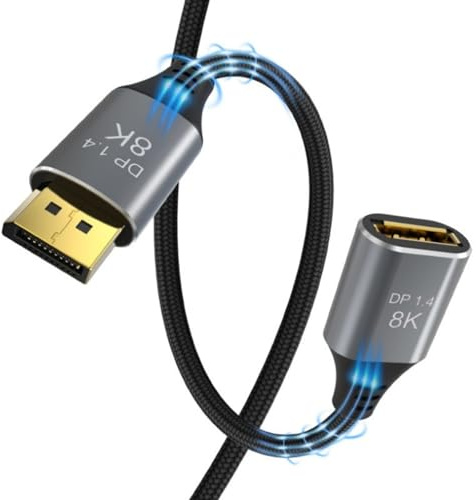 YUNNIAN DisplayPort 1.4 Extension Câble Mâle À Femelle 8K 60Hz UHD 4K 144Hz Cordon D'extension pour L'écran D'affichage L'ordinateur Portable PC