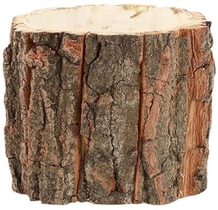 VALICLUD Bark Planter Pot Rustic Tree Stump Flower Bucket 4.72X4.72X3.94In Portable Indoor Outdoor Floral Arrangement Vase Garden Plant Container