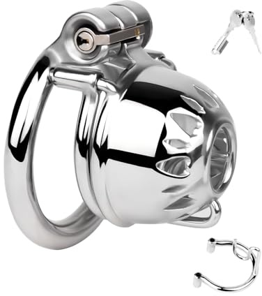 Kleiner Peniskäfig mit PA Ring Metall Keuschheitskäfig mit Verdecktem Schloss und Gürtel SM Sexspielzeug Cock Cage Atmungsaktiv und Tragbar Edelstahl Chastity Cage Männer für Penis Bondage (45mm,A)