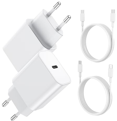 BHHB 20W Cargador USB C, Enchufe Adaptador de Poder Desarrollado para A-pple, Cargador Tipo C Carga Rapida con i-Phone 17/16/15/14/13 Pro MAX, Air-Pods i-Pad, Samsung Galaxy S25/24/23(2 Pack+Cable)
