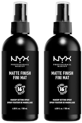 NYX Professional Makeup Vaporisateur de maquillage mat fini Maxi format formule légère, sans transfert anti-bavures à longue tenue 16 h – 2 flacons de 180 ml