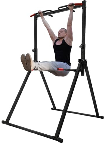 Power Tower, Dip Station pieghevole, barra per trazioni per l'allenamento della forza in casa, altezza regolabile 1,75-2,3 m, portata 200 kg, torre multifunzione