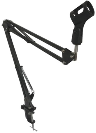 minkissy Adjustable Desktop Microphone Stand with Double-braced Suspension Boom Arm Iron Base Load Bearing Flexible Desk Clamp Mount for Studio Broadcasting Video Recording and Remote