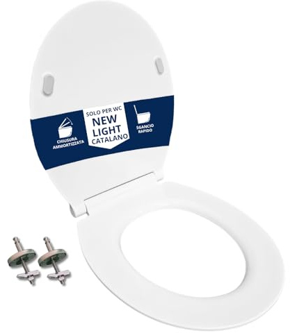 HYDRO HOME Copriwater compatibile con serie New Light ceramica Catalano Super Sottile Slim Chiusura Ammortizzata e Sgancio Rapido Plastica Termoindurente Cerniere Regolabili fissaggio dall'alto Bianco