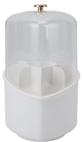 Ejoyous Pinceles y Soporte de Maquillaje, Organizador Portátil de Gran Capacidad, 8 Brochas, Soporte para Brochas de Maquillaje, Rotación de 360 ​​grados con Tapa Transparente para Escritorio (WHITE)