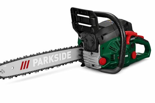 PARKSIDE Benzin Kettensäge 53 ccm, 2 kW (2,7 PS) Motorsäge mit 52 cm Schwert, Anti-Kickback, Anti-Vibration, Automatische Kettenschmierung, inkl. Zubehör & Bio-Kettenöl