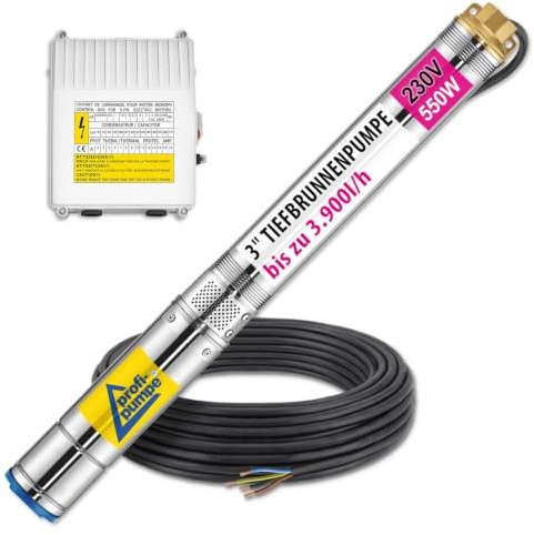 3 tum 550 W djupbrunnspump 230 V 6,2 bar brunnspump rörpump rostfritt stål