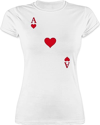 Shirtracer - Shirt Damen - Karneval & Fasching - Spielkarte Herz Ass Kartenspiel I Ace of Hearts I Poker Playing Cards