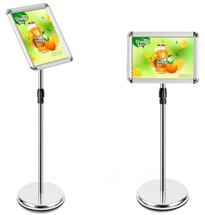 Mutualsign Infoständer A4 Aluminium Plakatständer Höhenverstellbar Posterständer Informationsständer Präsentationsständer Werbeständer. (Silber)