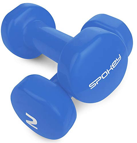 SPOKEY Shape IV Kurzhantel-Set, 2-teilig, mit Vinyl ummantelt | Fitnesshanteln: Verschiedene Gewichtsabstufungen von 0,5 bis 2 kg | Mit einem Kern aus